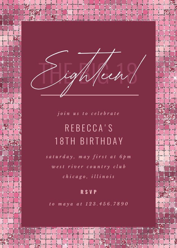 Eighteen - birthday invitation