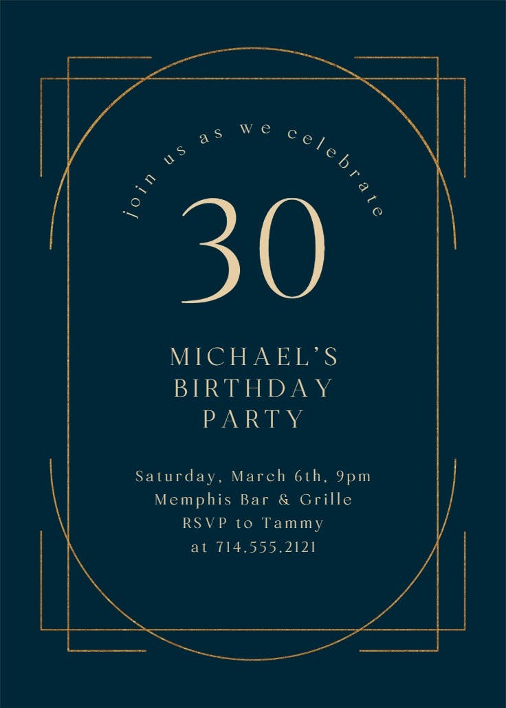 Elegant 30 - invitación de cumpleaños