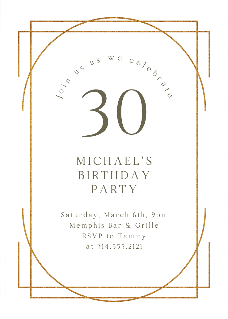 Elegant 30 - invitación de cumpleaños