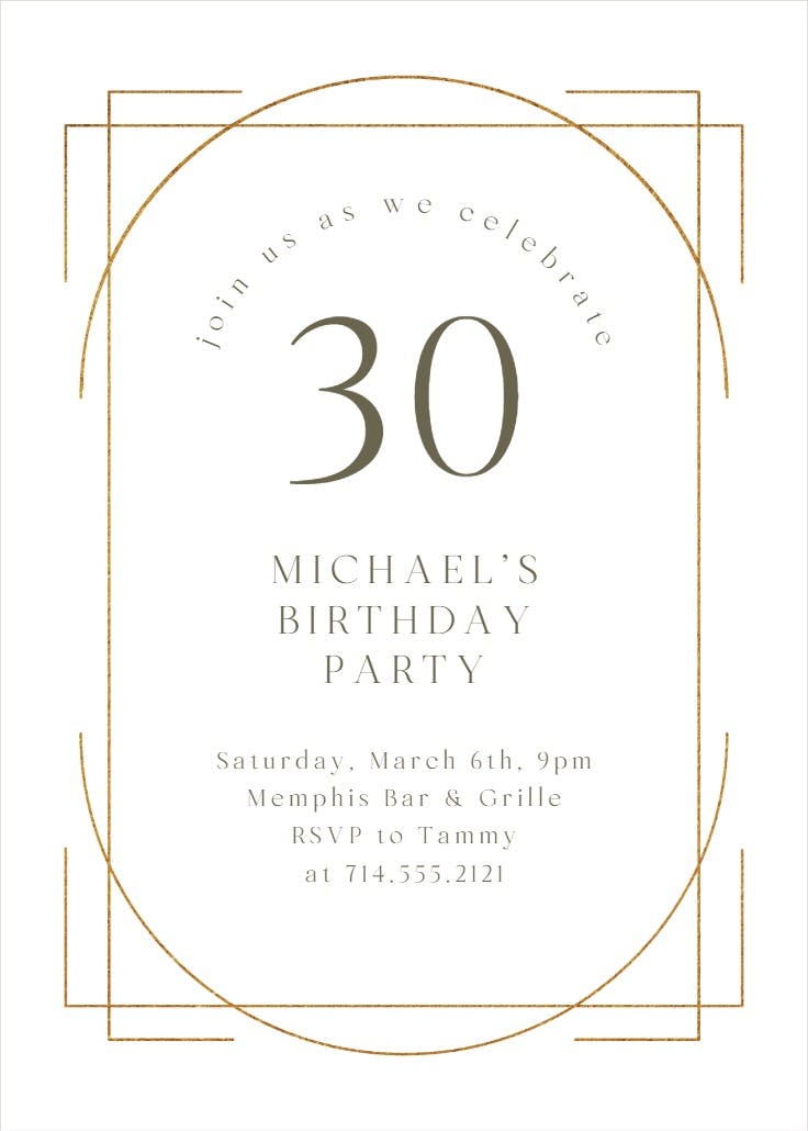 Elegant 30 - birthday invitation