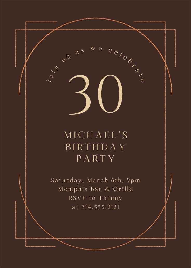 Elegant 30 - birthday invitation