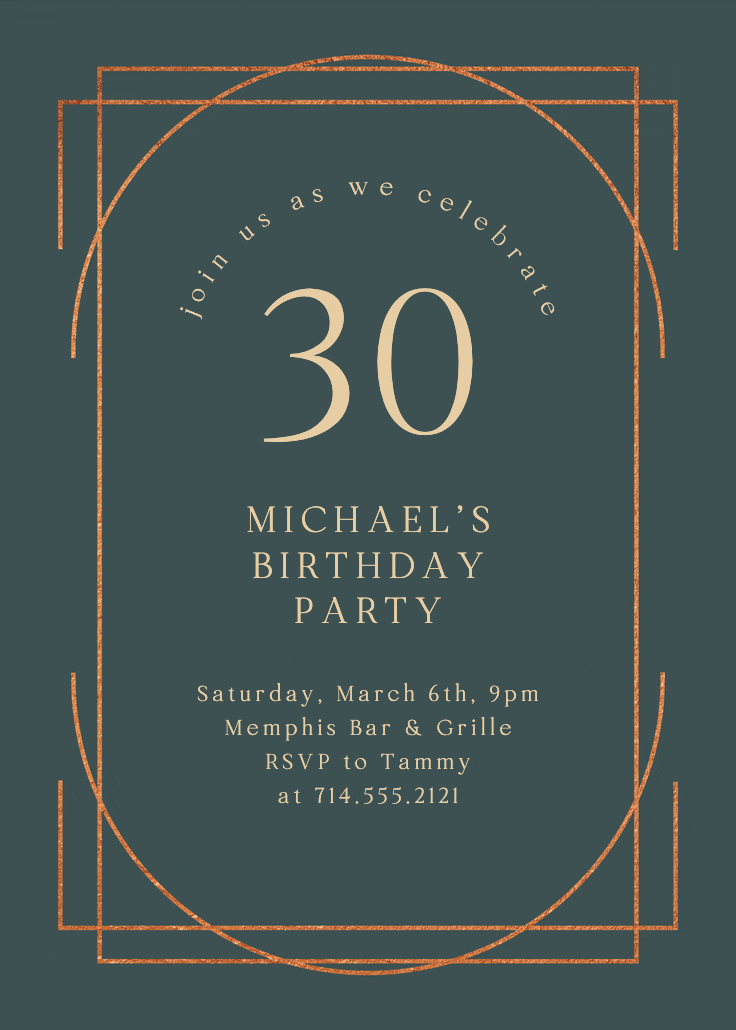 Elegant 30 - birthday invitation