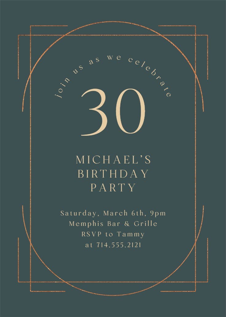 Elegant 30 - birthday invitation