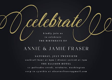 Elegant Calligraphy - Birthday Invitation Template (Free) | Greetings ...