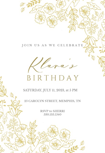 Bold Bellisia - Birthday Invitation Template (Free) | Greetings Island