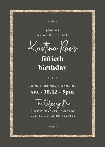 Elegant gold - birthday invitation