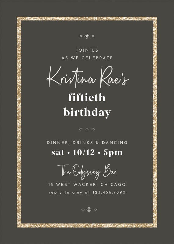 Elegant gold - birthday invitation