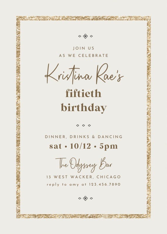 Elegant gold -  invitación de cumpleaños