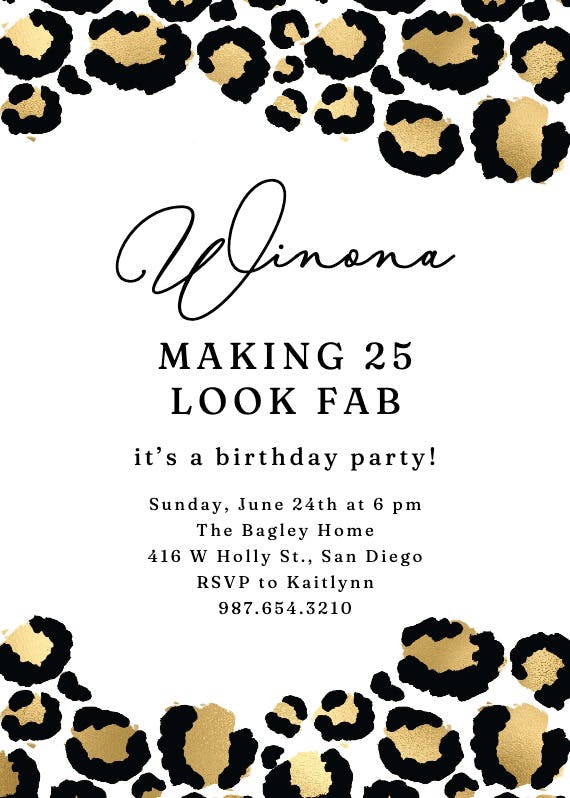 Elegant leopard - birthday invitation