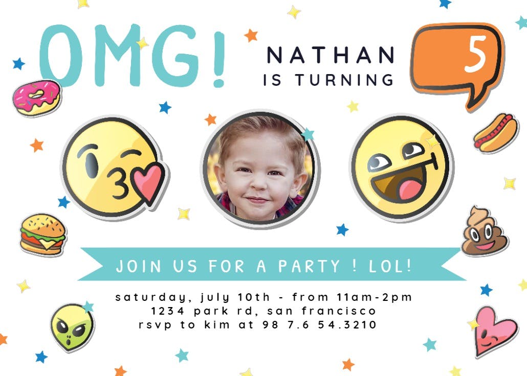 Emoji face - invitación para fiesta