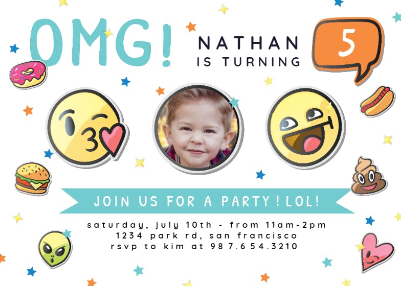 Emoji face - printable party invitation