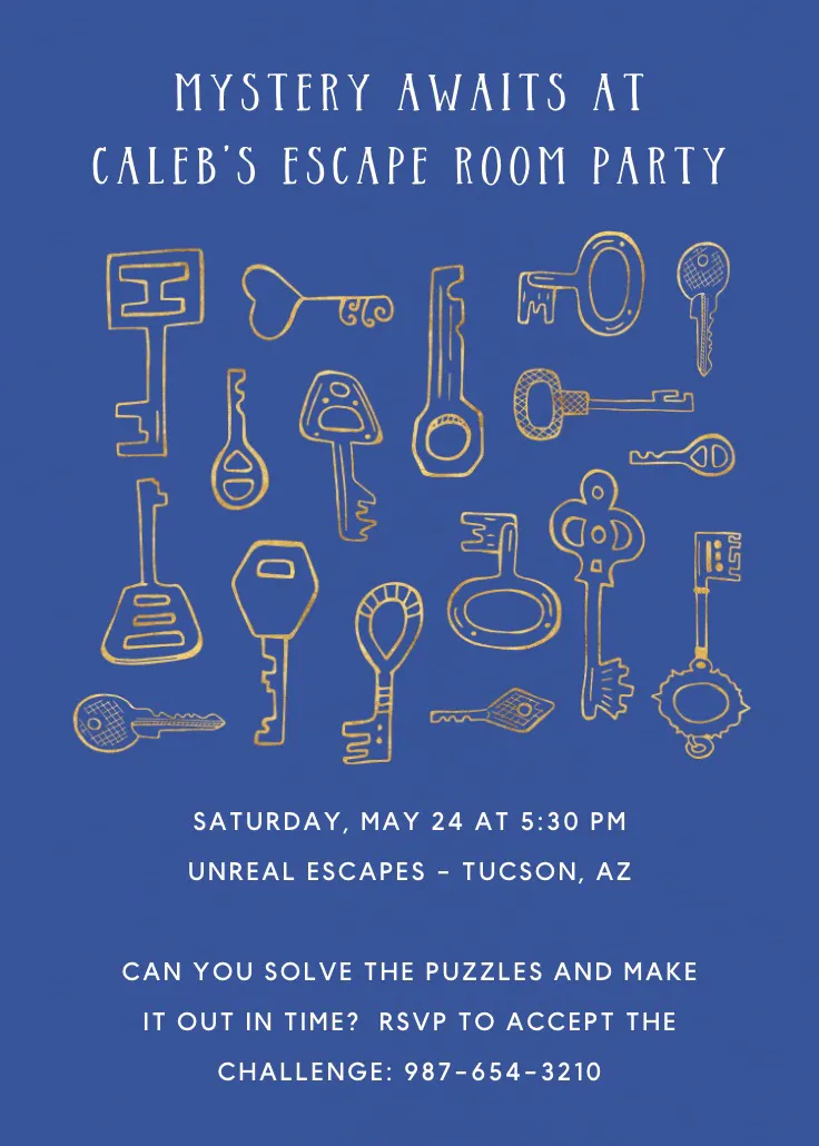 Escape room - การ์ดเชิญปาร์ตี้