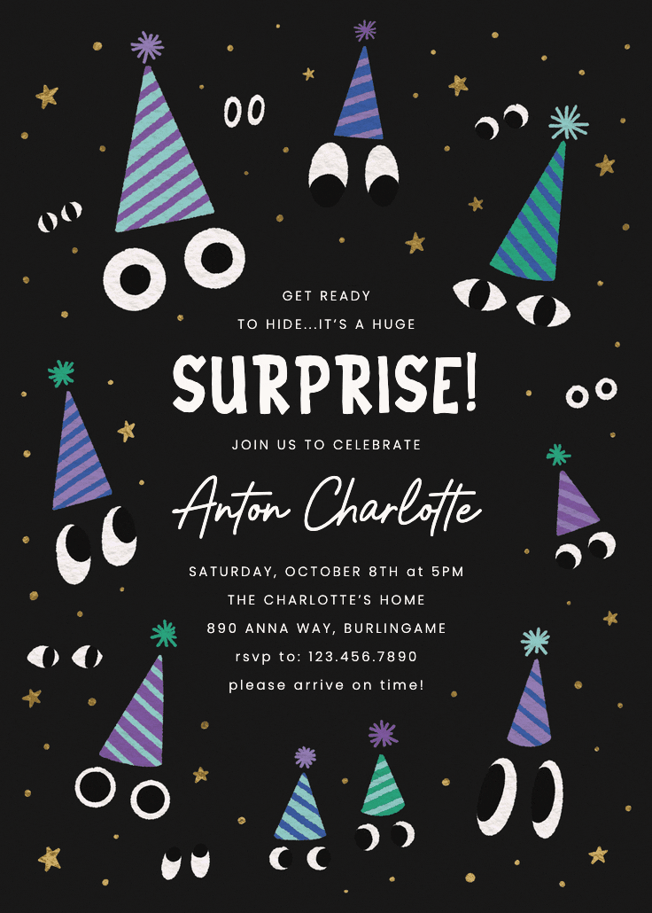 Eyes in the dark - invitación para fiesta