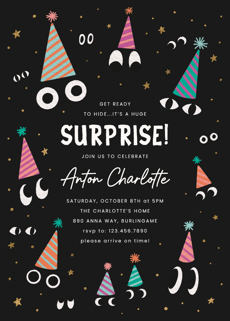 Eyes in the dark - invitación para fiesta