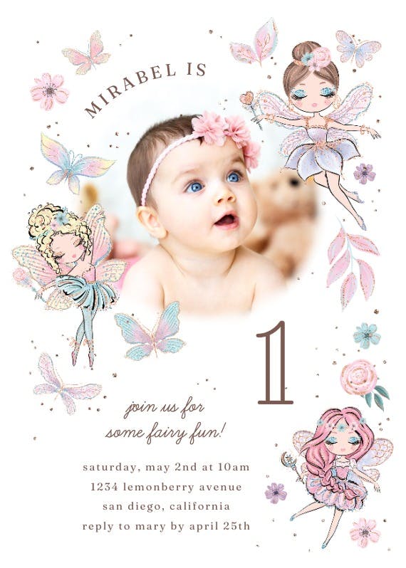 Fairy bash frame - birthday invitation