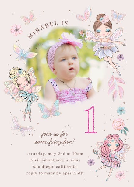 Fairy bash frame - birthday invitation