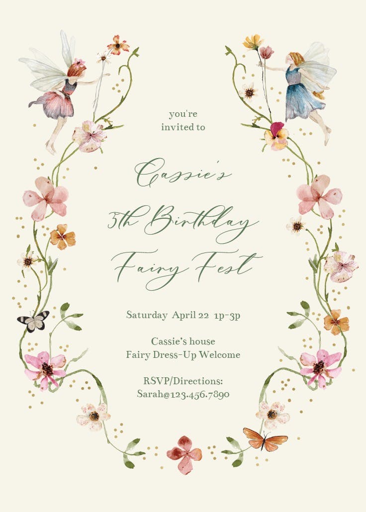 Fairy fest - birthday invitation