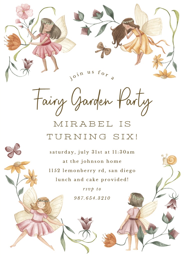 Fairy Garden - Birthday Invitation Template | Greetings Island