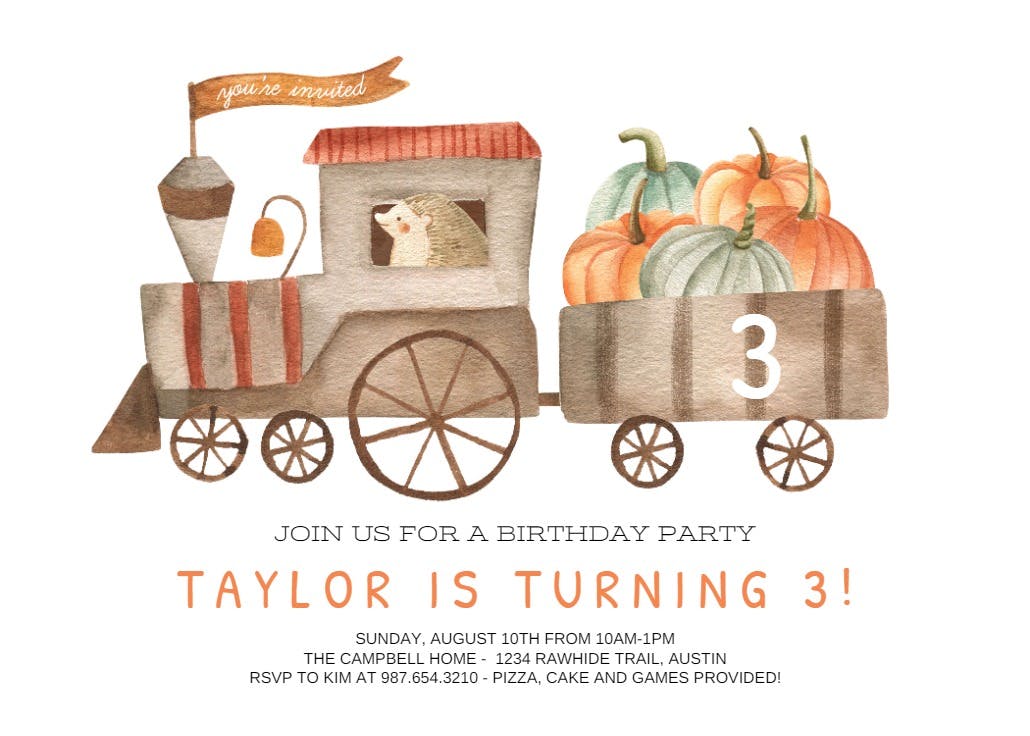 Fall train - birthday invitation