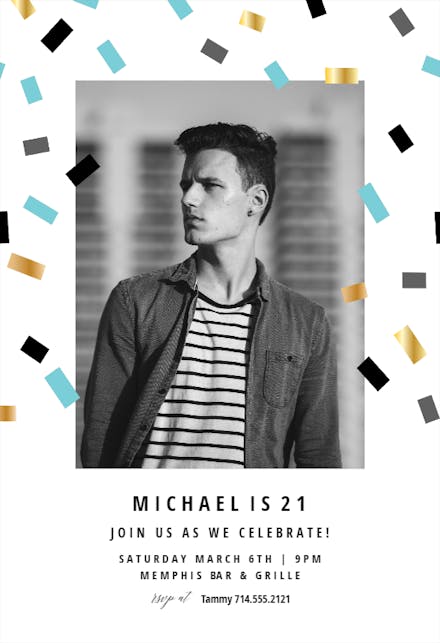 Falling Confetti - Birthday Invitation