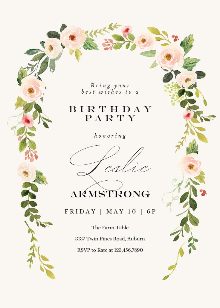 Falling flowers - birthday invitation