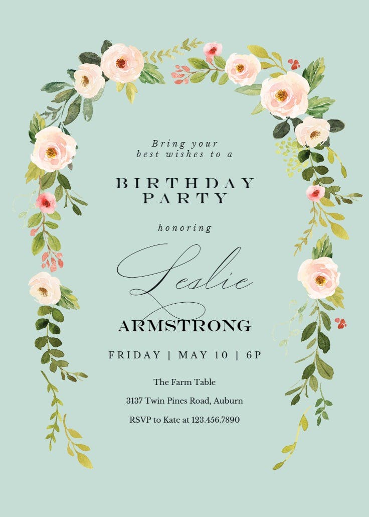 Falling flowers - birthday invitation