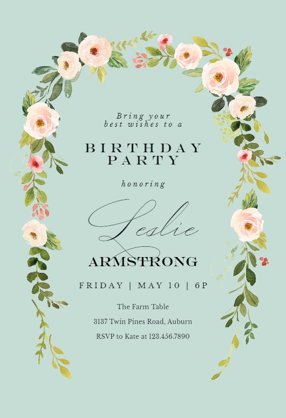 Falling flowers - party invitation