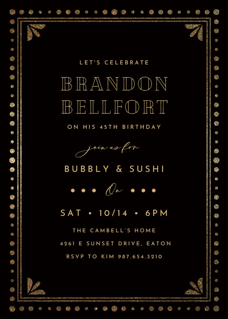 Fancy night - Birthday Invitation Template | Greetings Island