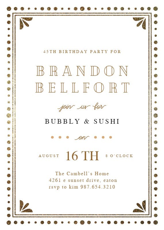 Fancy night - birthday invitation