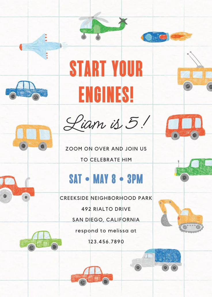 Fast lane car - การ์ดเชิญปาร์ตี้