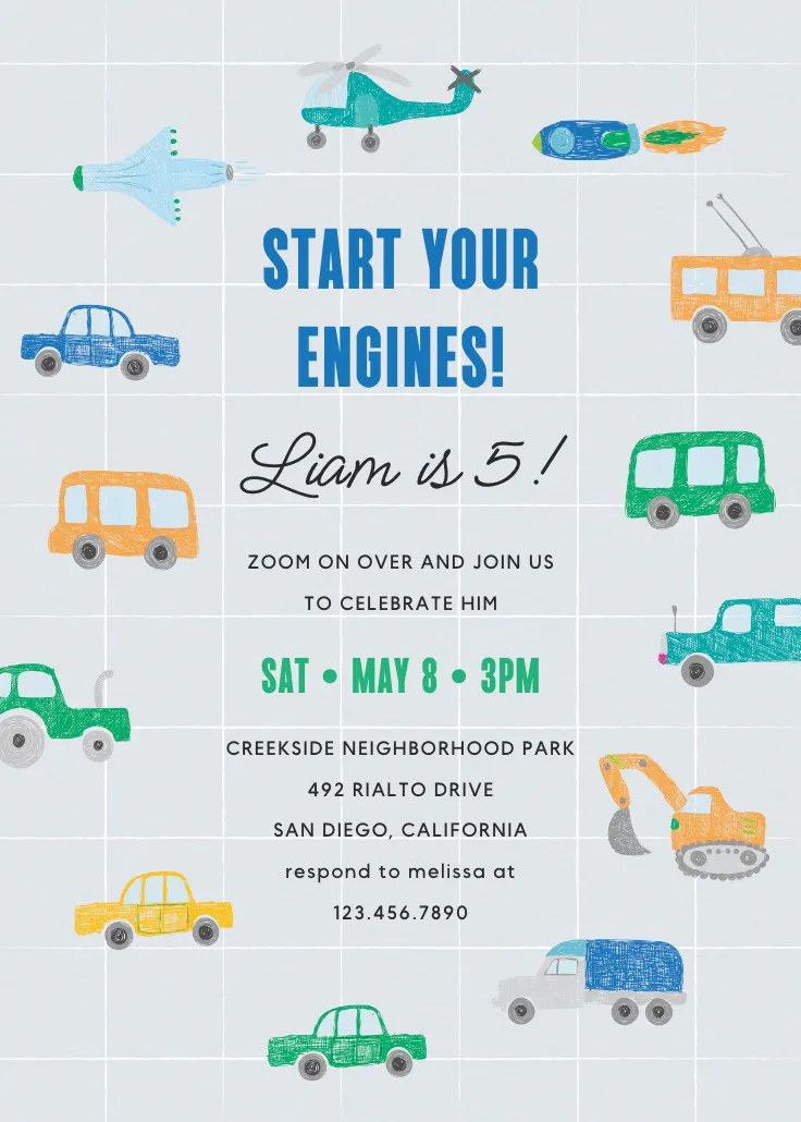 Fast lane car - การ์ดเชิญวันเกิด