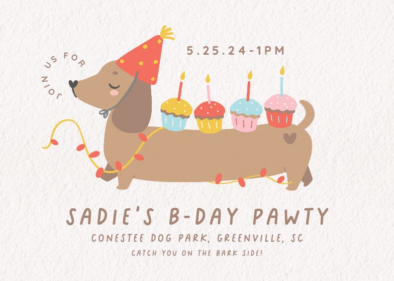 Festive dachshund - party invitation