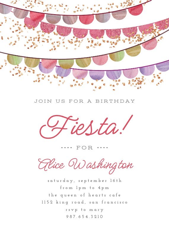 Fiesta flags - birthday invitation