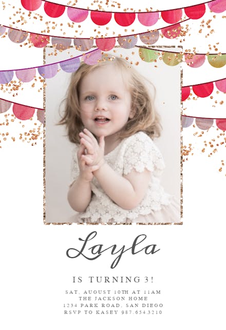 Fiesta flags photo - Birthday Invitation