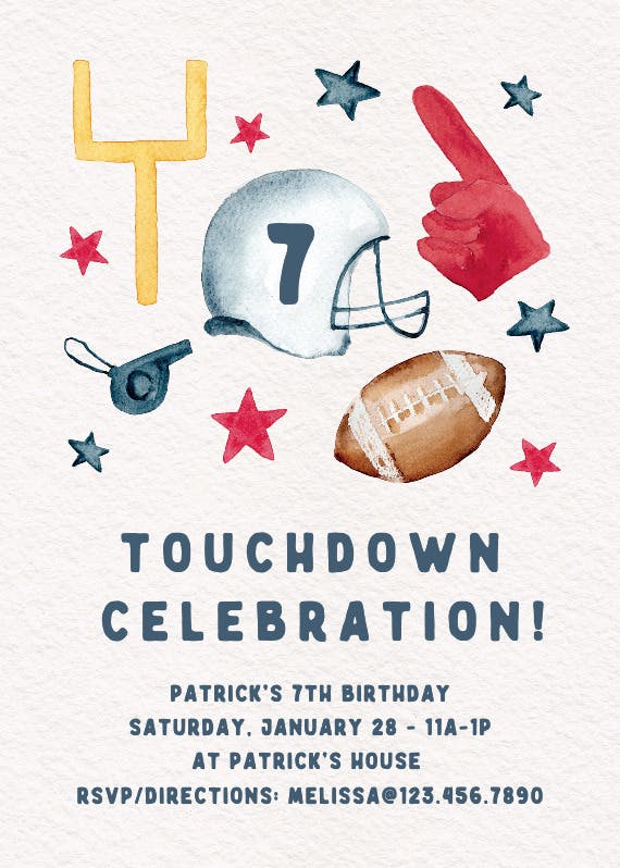 First down football - printable party invitation