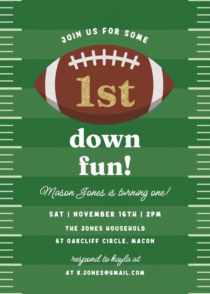 First down fun - party invitation