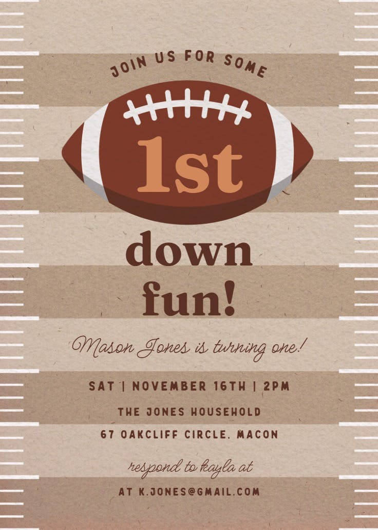 First down fun - invitation