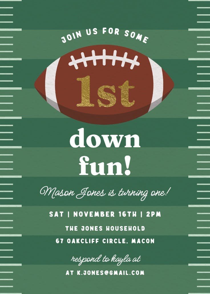 First down fun - invitación de fiesta