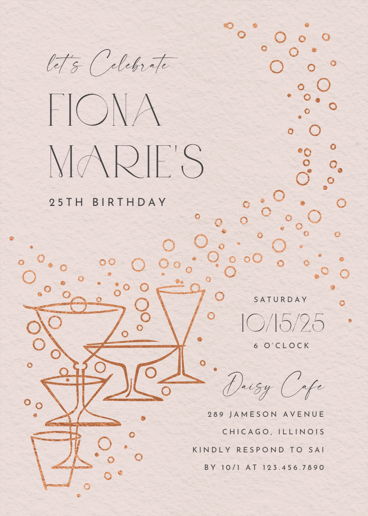 Fizzy bubbles - birthday invitation