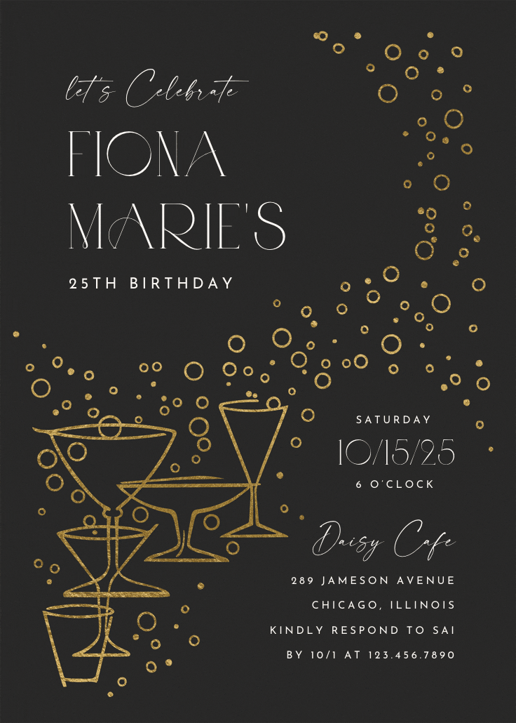 Fizzy bubbles - birthday invitation