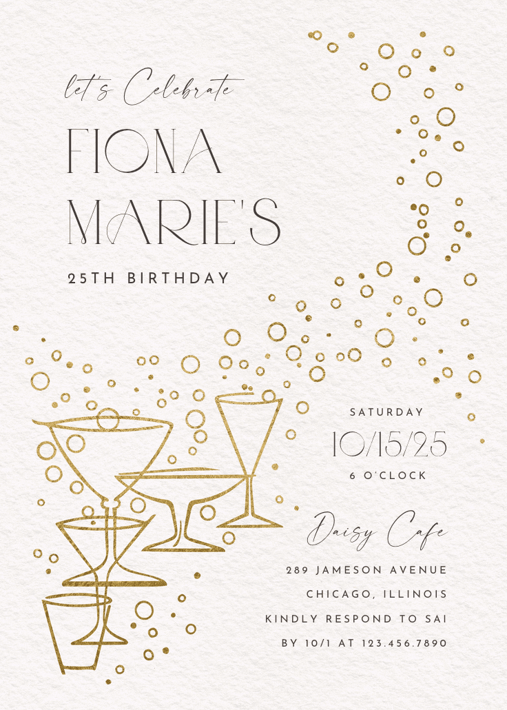 Fizzy bubbles - birthday invitation