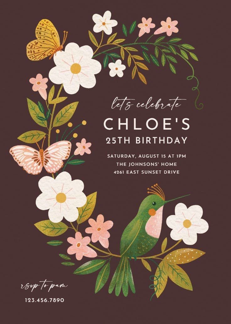 Flora & fauna - printable party invitation