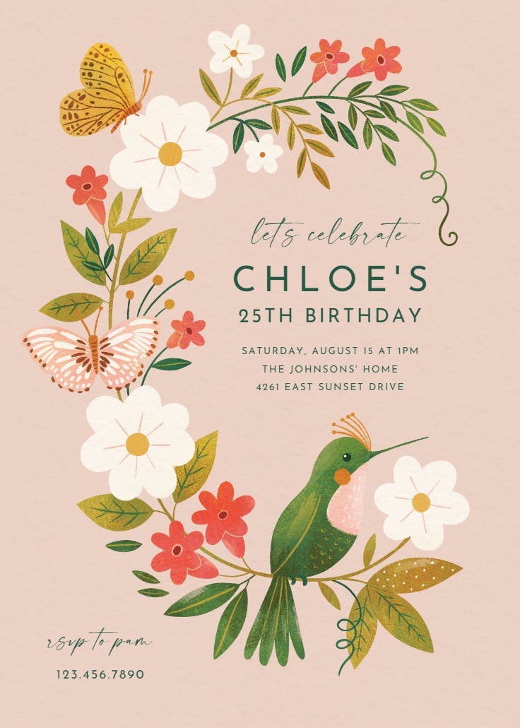 Flora & fauna - invitación para fiesta