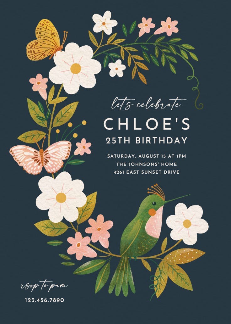 Flora & fauna - printable party invitation