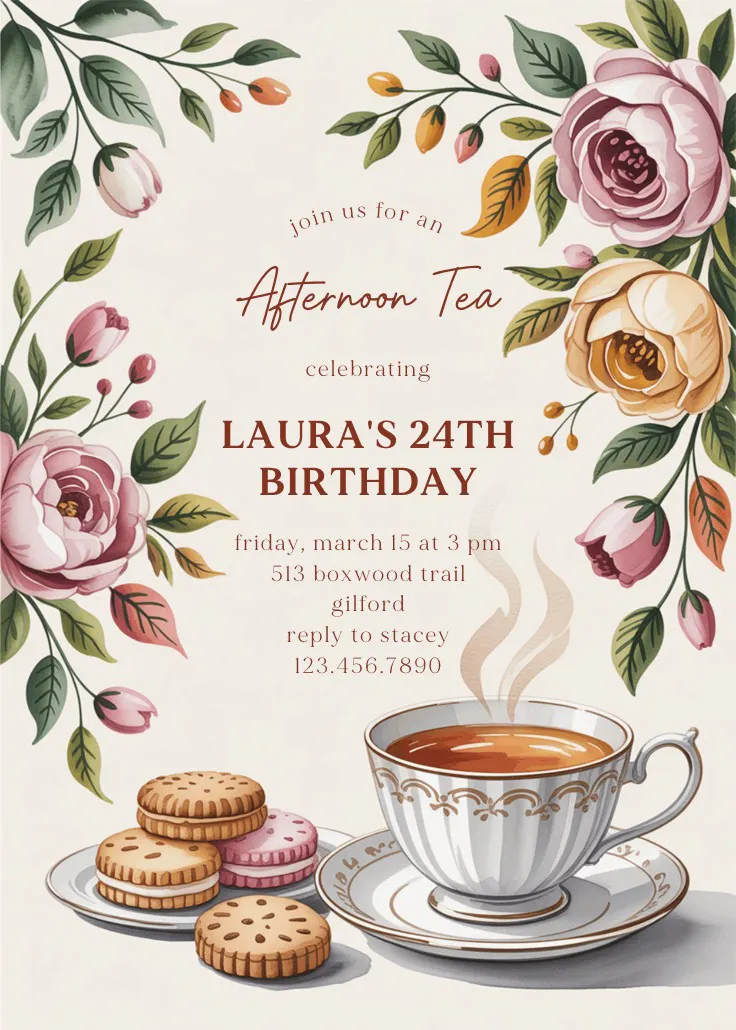 Floral brew – geburtstagseinladung