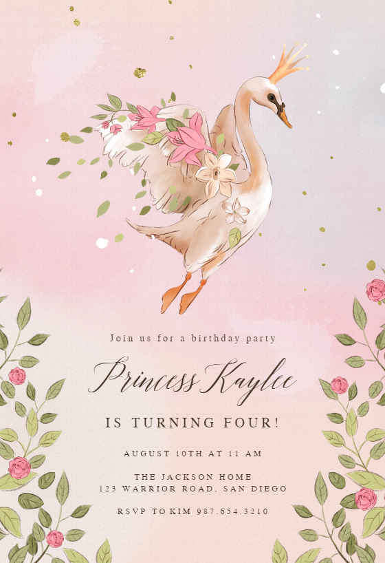 Swan Party Swan Invitation EDITABLE TEMPLATE Swan Birthday Invitation Swan Theme Party Printable