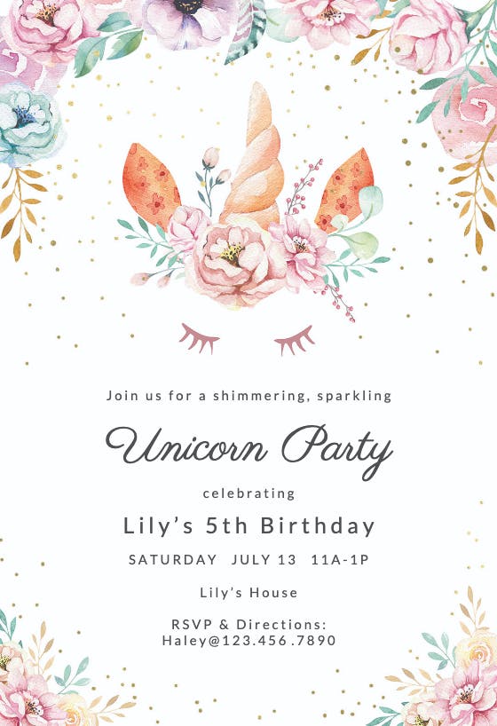 Rose gold Unicorn Slumber Birthday Invitation for Girls Online Editable Unicorn Invitation Unicorn Birthday Invitation INSTANT DOWNLOAD