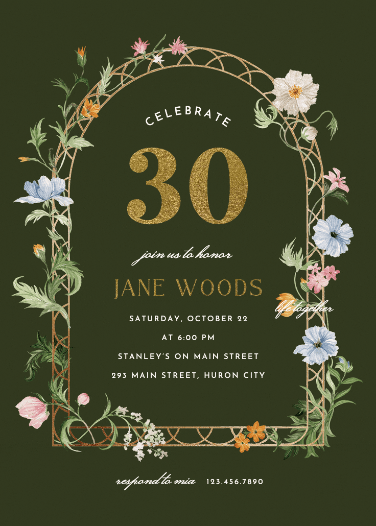 Florals climbing - invitación de fiesta