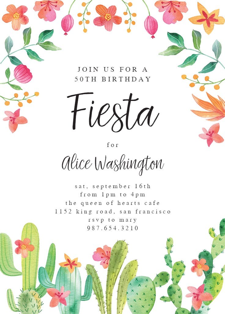 Flowerly fiesta - invitación para fiesta