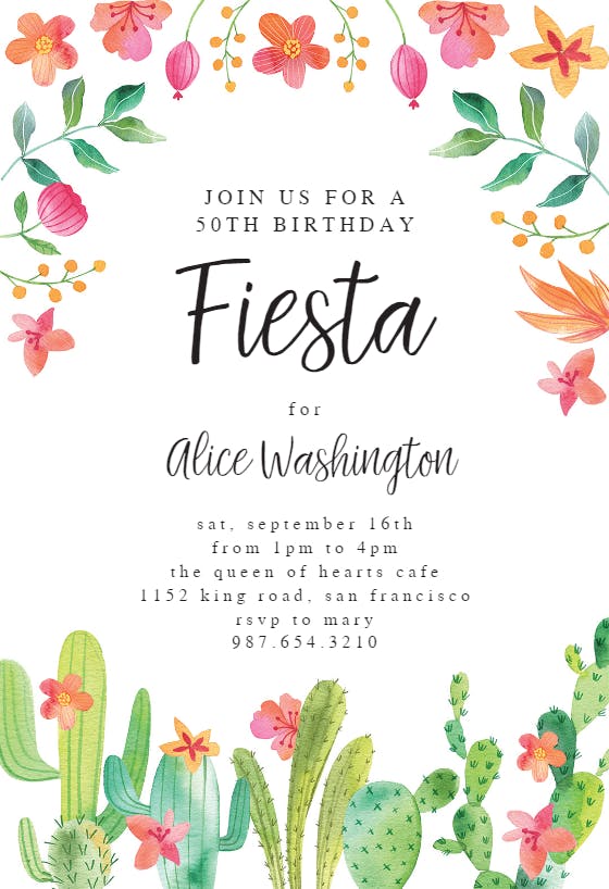 Flowerly fiesta - party invitation